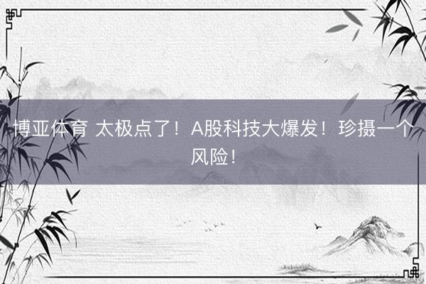 博亚体育 太极点了！A股科技大爆发！珍摄一个风险！