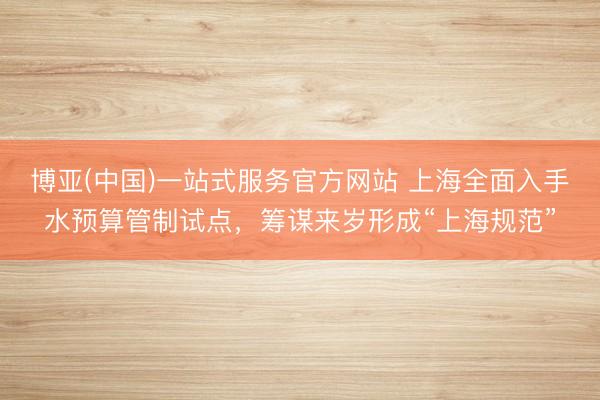 博亚(中国)一站式服务官方网站 上海全面入手水预算管制试点，筹谋来岁形成“上海规范”