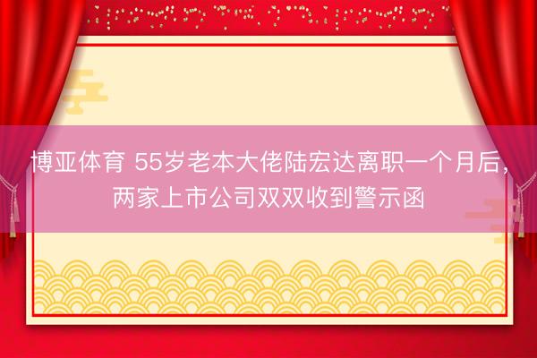 博亚体育 55岁老本大佬陆宏达离职一个月后，两家上市公司双双收到警示函