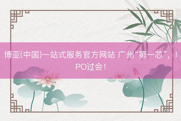 博亚(中国)一站式服务官方网站 广州“第一芯”,IPO过会!