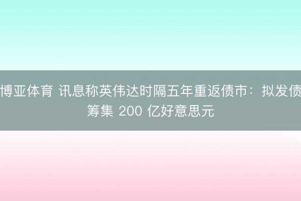 博亚体育 讯息称英伟达时隔五年重返债市:拟发债筹集 200 亿好意思元