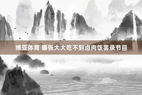 博亚体育 曝张大大吃不到卤肉饭罢录节目